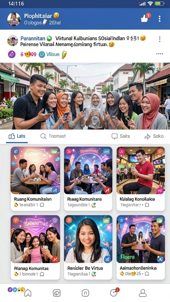 Ilustrasi interaksi dengan komunitas pemain di dalam aplikasi.